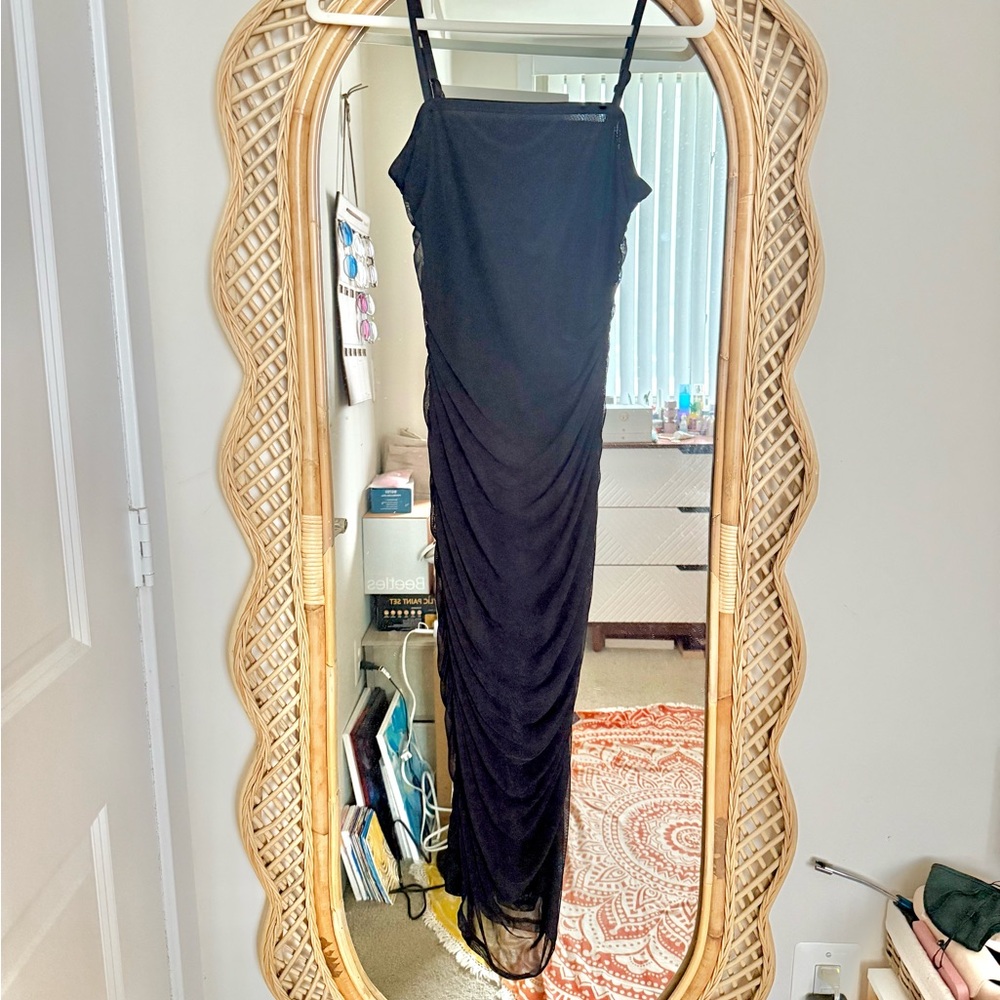 Wild Fable Chic Black Whimsigoth Ruched Dress